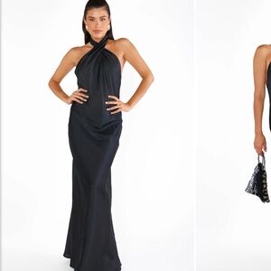 Show Me Your MuMu Jasmine Halter Midi Dress Black XS